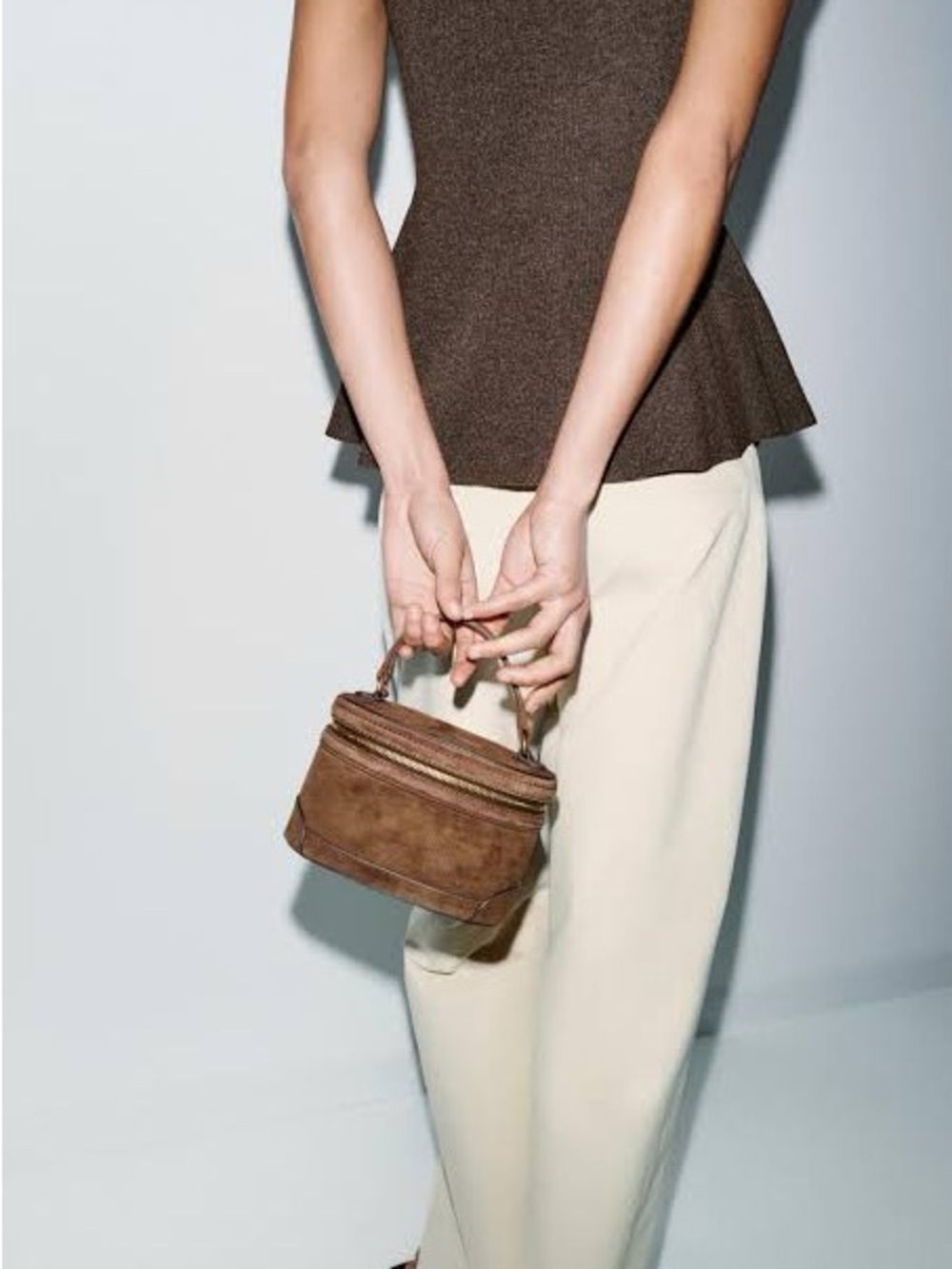 Zara Brown Leather Vanity Bag - NWT - Picture 2 of 6